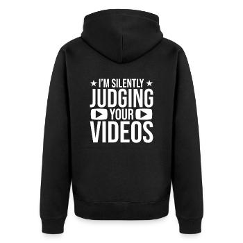 Reaction Streamer Video Reaktion Content Creator - Unisex Premium Organic Zip Hoodie - black - Back - Nico (187cm)