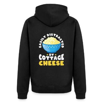 Fromage cottage Fromage cottage rétro vintage - Veste à capuche bio Premium Unisexe - noir - Dos - Nico (187cm)