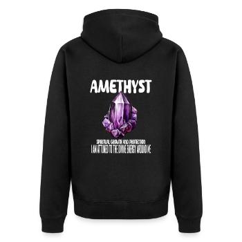 Amethyst Kristall - Unisex Premium Bio Zip Hoodie - Schwarz - Hinten - Nico (187cm)