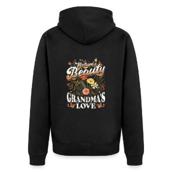 Oma Wildblume Blumen Natur Liebe - Unisex Premium Bio Zip Hoodie - Schwarz - Hinten - Nico (187cm)