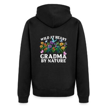 Oma Wildblume Blumen Natur Liebe - Unisex Premium Bio Zip Hoodie - Schwarz - Hinten - Nico (187cm)