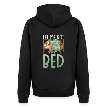 Sloth Nap Laziness Let Me Rot In My Bed - Unisex Premium Organic Zip Hoodie - black - Back - Nico (187cm)