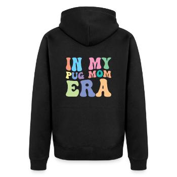 Pug Mom Retro Groovy In My Pug Mom Era - Unisex Premium Organic Zip Hoodie - black - Back - Nico (187cm)