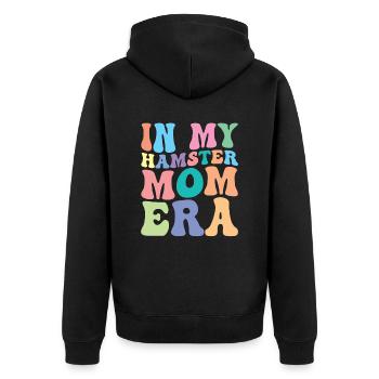 Hamster Mom Retro Groovy In My Hamster Mom Era - Unisex Premium Bio Zip Hoodie - Schwarz - Hinten - Nico (187cm)