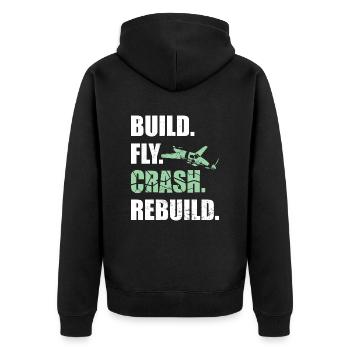 RC Modell Flugzeug Pilot Geschenk - Unisex Premium Bio Zip Hoodie - Schwarz - Hinten - Nico (187cm)