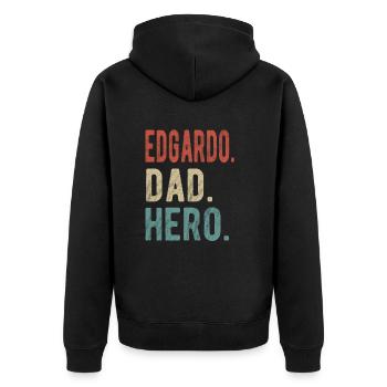 Edgardo Papa Held - Unisex Premium Bio Zip Hoodie - Schwarz - Hinten - Nico (187cm)