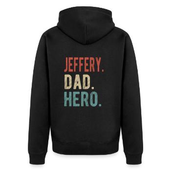 Jeffery Dad Hero - Unisex Premium Organic Zip Hoodie - black - Back - Nico (187cm)