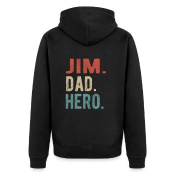 Jim Dad Hero - Unisex Premium Organic Zip Hoodie - black - Back - Nico (187cm)