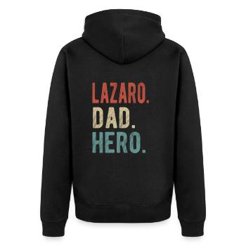 Lazaro Dad Hero - Unisex Premium Organic Zip Hoodie - black - Back - Nico (187cm)
