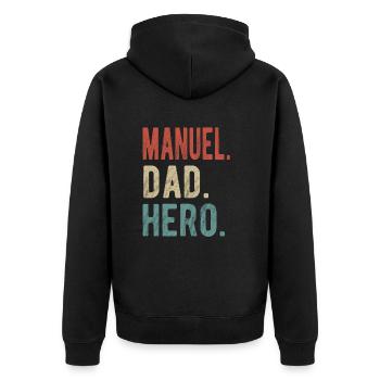 Manuel Dad Hero - Unisex Premium Organic Zip Hoodie - black - Back - Nico (187cm)