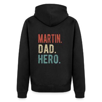 Martin Papa Held - Unisex Premium Bio Zip Hoodie - Schwarz - Hinten - Nico (187cm)