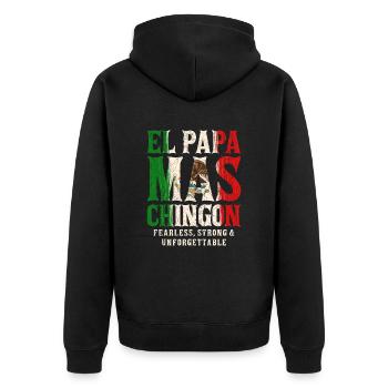 El Papa Mas Chingon - Unisex Premium Organic Zip Hoodie - black - Back - Nico (187cm)