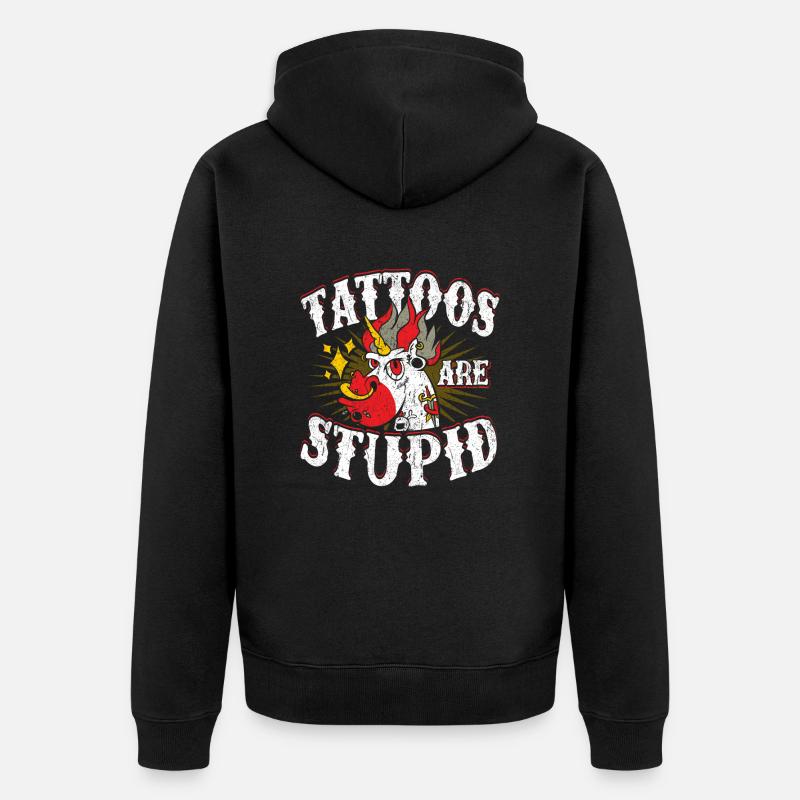 Tattoos sind dumm - Unisex Premium Bio Zip Hoodie - Schwarz