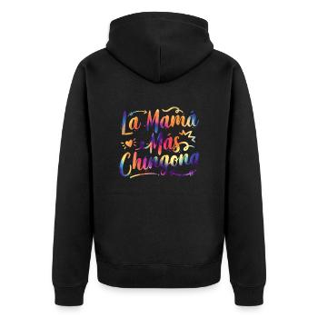 La Mama Mas Chingona Spanischer Muttertag Hispanisch - Unisex Premium Bio Zip Hoodie - Schwarz - Hinten - Nico (187cm)