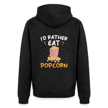 Popcorn Liebhaber Geschenk Lustiges Popcorn - Unisex Premium Bio Zip Hoodie - Schwarz - Hinten - Nico (187cm)