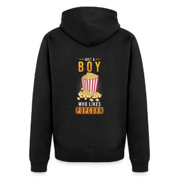 Popcorn Liebhaber Geschenk Lustiges Popcorn - Unisex Premium Bio Zip Hoodie - Schwarz - Hinten - Nico (187cm)
