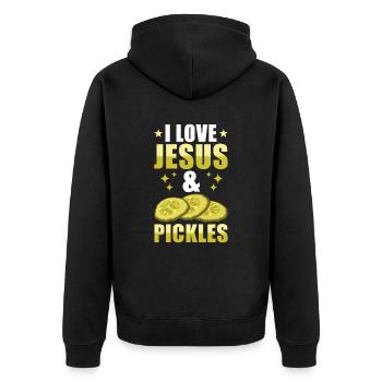 J’aime Jésus & Pickles Pickles Lover Groovy - Veste à capuche bio Premium Unisexe - noir - Dos - Nico (187cm)
