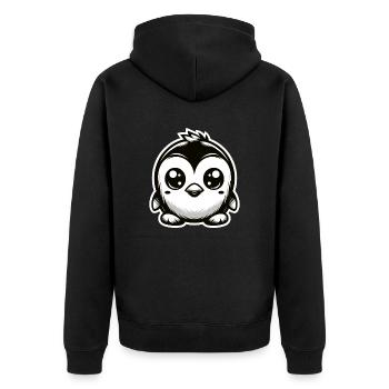 Pinguin Baby Niedliches Kawaii-Tier - Unisex Premium Bio Zip Hoodie - Schwarz - Hinten - Nico (187cm)