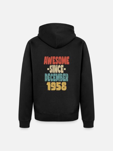Awesome December 1958 - Unisex Premium Organic Zip Hoodie - black