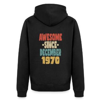 Génial décembre 1970 - Veste à capuche bio Premium Unisexe - noir - Dos - Nico (187cm)