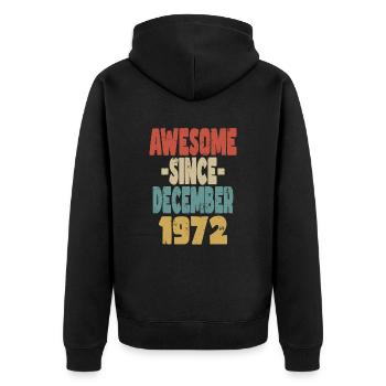 Fantastischer Dezember 1972 - Unisex Premium Bio Zip Hoodie - Schwarz - Hinten - Nico (187cm)
