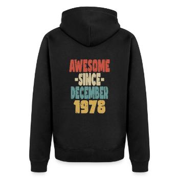 Awesome December 1978 - Unisex Premium Organic Zip Hoodie - black - Back - Nico (187cm)