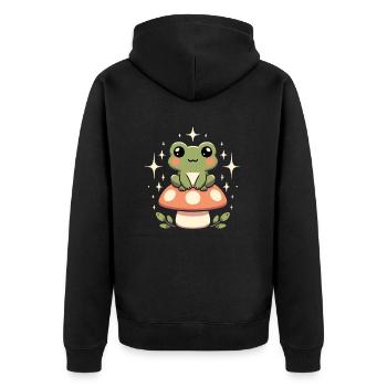 Cottagecore Grenouille Champignon Esthétique - Veste à capuche bio Premium Unisexe - noir - Dos - Nico (187cm)
