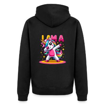 Einhorn Dabbing Niedlicher Regenbogen Ich bin ein Einhorn - Unisex Premium Bio Zip Hoodie - Schwarz - Hinten - Nico (187cm)