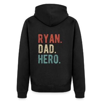 Ryan Papa Held - Unisex Premium Bio Zip Hoodie - Schwarz - Hinten - Nico (187cm)