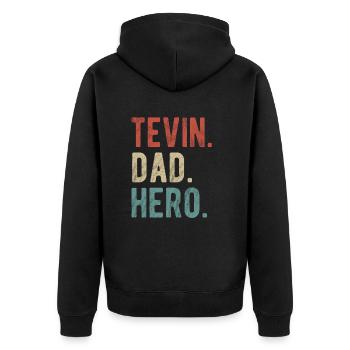 Tevin Papa Held - Unisex Premium Bio Zip Hoodie - Schwarz - Hinten - Nico (187cm)