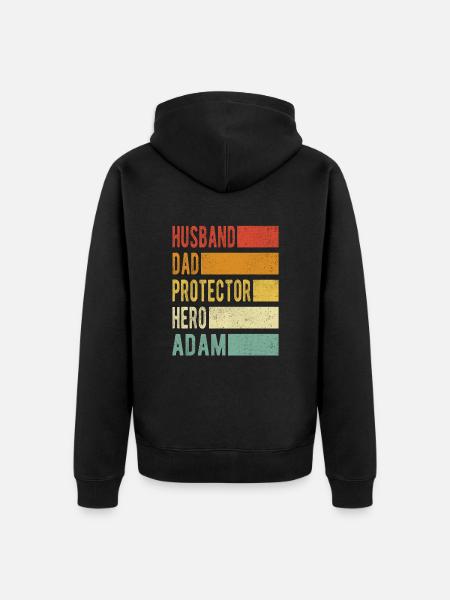 Adam Name Dad Gift - Unisex Premium Organic Zip Hoodie - black