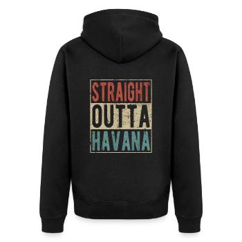Direkt aus Havanna - Unisex Premium Bio Zip Hoodie - Schwarz - Hinten - Nico (187cm)