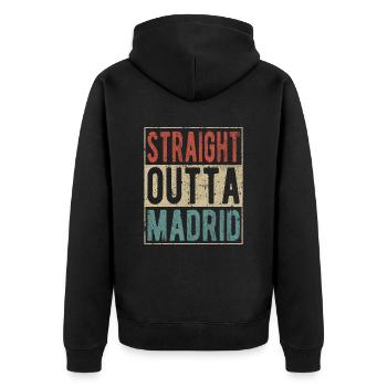 Tout droit sorti de Madrid - Veste à capuche bio Premium Unisexe - noir - Dos - Nico (187cm)