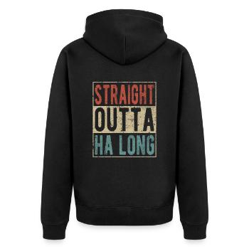 Straight outta Ha Long - Unisex Premium Bio Zip Hoodie - Schwarz - Hinten - Nico (187cm)