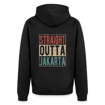 Tout droit sorti de Jakarta - Veste à capuche bio Premium Unisexe - noir - Dos - Nico (187cm)