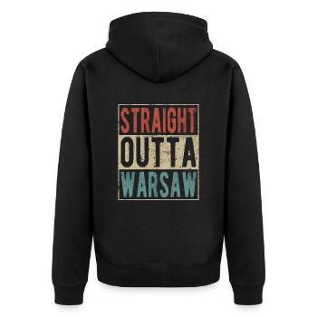 Straight outta Warsaw - Unisex Premium Organic Zip Hoodie - black - Back - Nico (187cm)