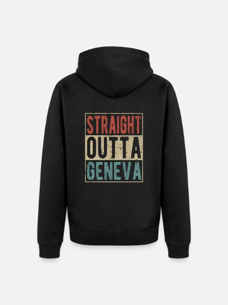 Straight outta Geneva - Unisex Premium Organic Zip Hoodie - black