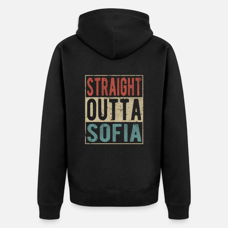 Direkt aus Sofia - Unisex Premium Bio Zip Hoodie - Schwarz