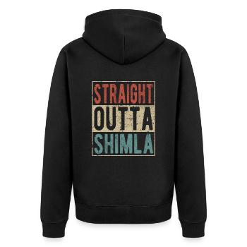 Direkt aus Shimla - Unisex Premium Bio Zip Hoodie - Schwarz - Hinten - Nico (187cm)