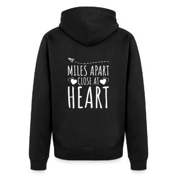 Long Distance Family Miles Apart Close At Heart - Unisex Premium Organic Zip Hoodie - black - Back - Nico (187cm)