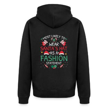 Most Likely To Christmas - Unisex Premium Organic Zip Hoodie - black - Back - Nico (187cm)