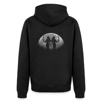 Zwillinge Sternzeichen Astrologie Horoskop Mond Zwillinge - Unisex Premium Bio Zip Hoodie - Schwarz - Hinten - Nico (187cm)