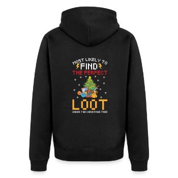 Gamer-Weihnachten - Unisex Premium Bio Zip Hoodie - Schwarz - Hinten - Nico (187cm)