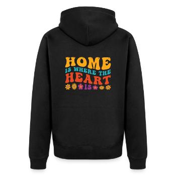 Home Is Where The Heart Is - Inspiring Quote - Unisex Premium Organic Zip Hoodie - black - Back - Nico (187cm)