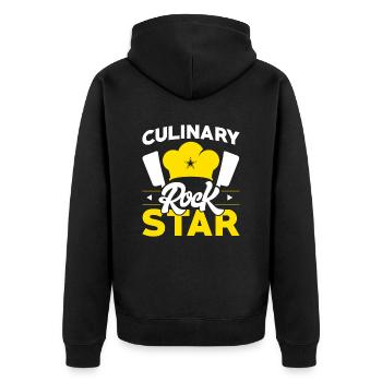 Chefkoch Kochküche Kulinarisches Geschenk - Unisex Premium Bio Zip Hoodie - Schwarz - Hinten - Nico (187cm)