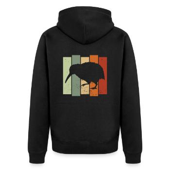 Kiwi Vogel Retro Vogelbeobachtung Vogelbeobachter - Unisex Premium Bio Zip Hoodie - Schwarz - Hinten - Nico (187cm)
