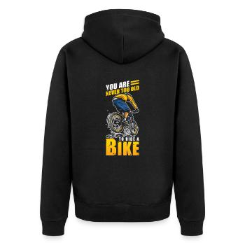 Vous n’êtes jamais trop vieux pour faire du vélo - Veste à capuche bio Premium Unisexe - noir - Dos - Nico (187cm)