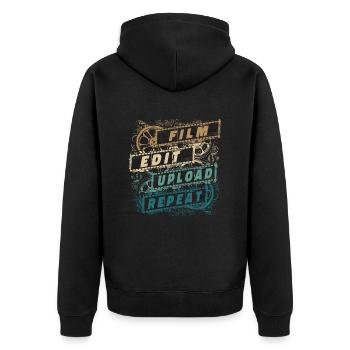 Filmemacher Produzent Filmregisseur Kameramann - Unisex Premium Bio Zip Hoodie - Schwarz - Hinten - Nico (187cm)