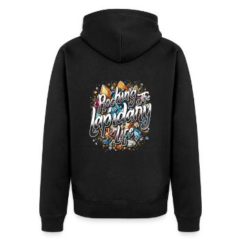 Das lapidare Leben rocken Lapidistische Lapidaristen - Unisex Premium Bio Zip Hoodie - Schwarz - Hinten - Nico (187cm)