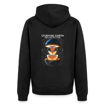 Earth Science Studying Earth One Layer at a Time - Unisex Premium Organic Zip Hoodie - black - Back - Nico (187cm)